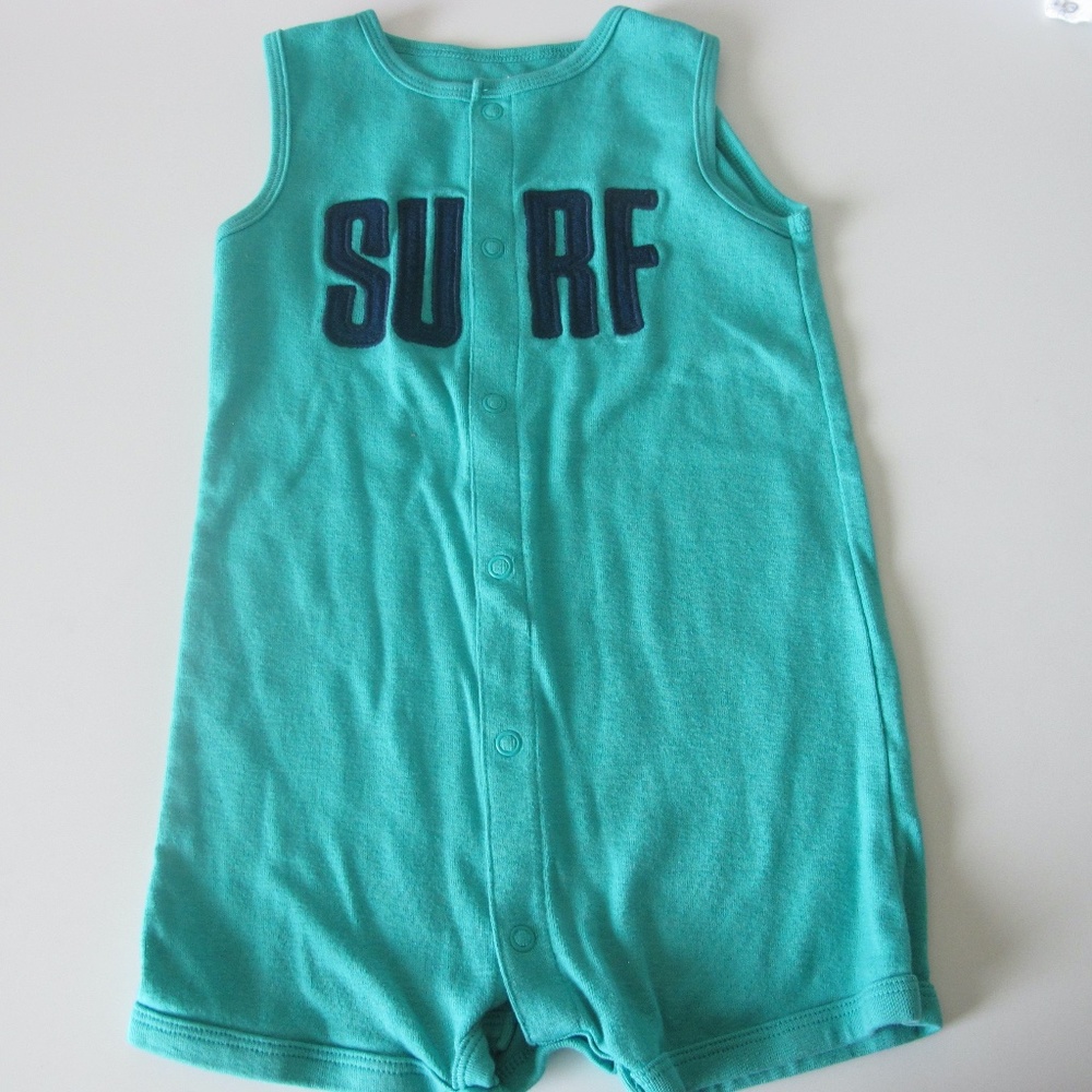 Baby Boy's One Piece Snap Onesie Green Outfit Size 24 months GUC